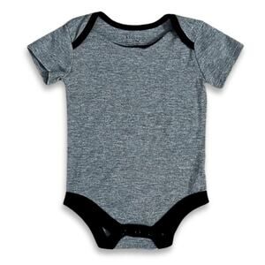 Kidtopia One Piece Convenient Snaps Closure Short Sleeves Gray/Black Baby 6-9M